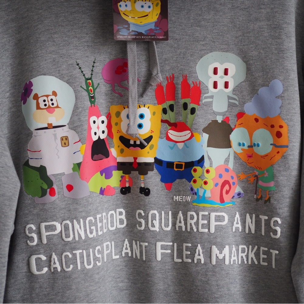 Cactus plant flea market Spongebob Squarepants pullover Uniqlo hoodie new - Picture 2 of 8